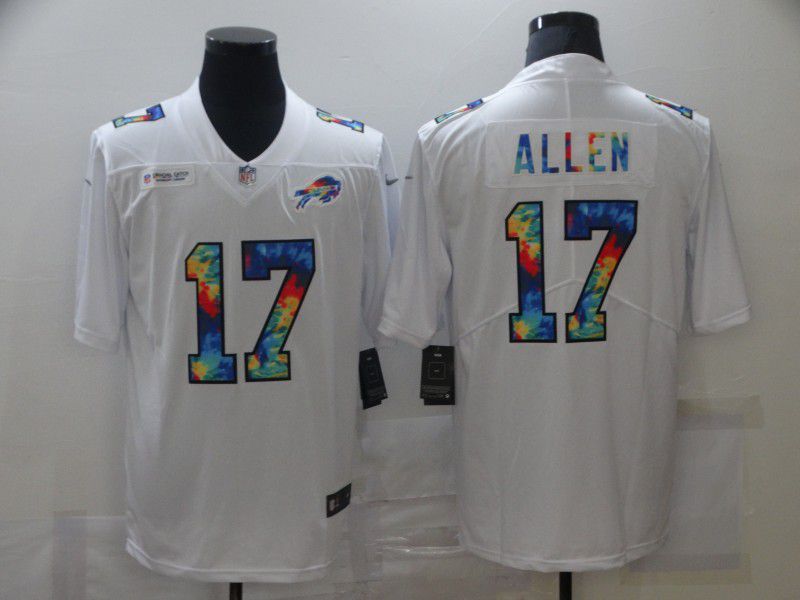 Men Buffalo Bills 17 Allen White Rainbow version 2021 Nike NFL Jersey